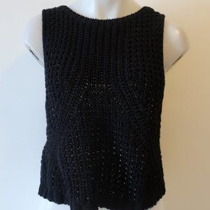 COTTON BY AUTUMN CASHMERE BLK KNIT TANK SWEATER M
